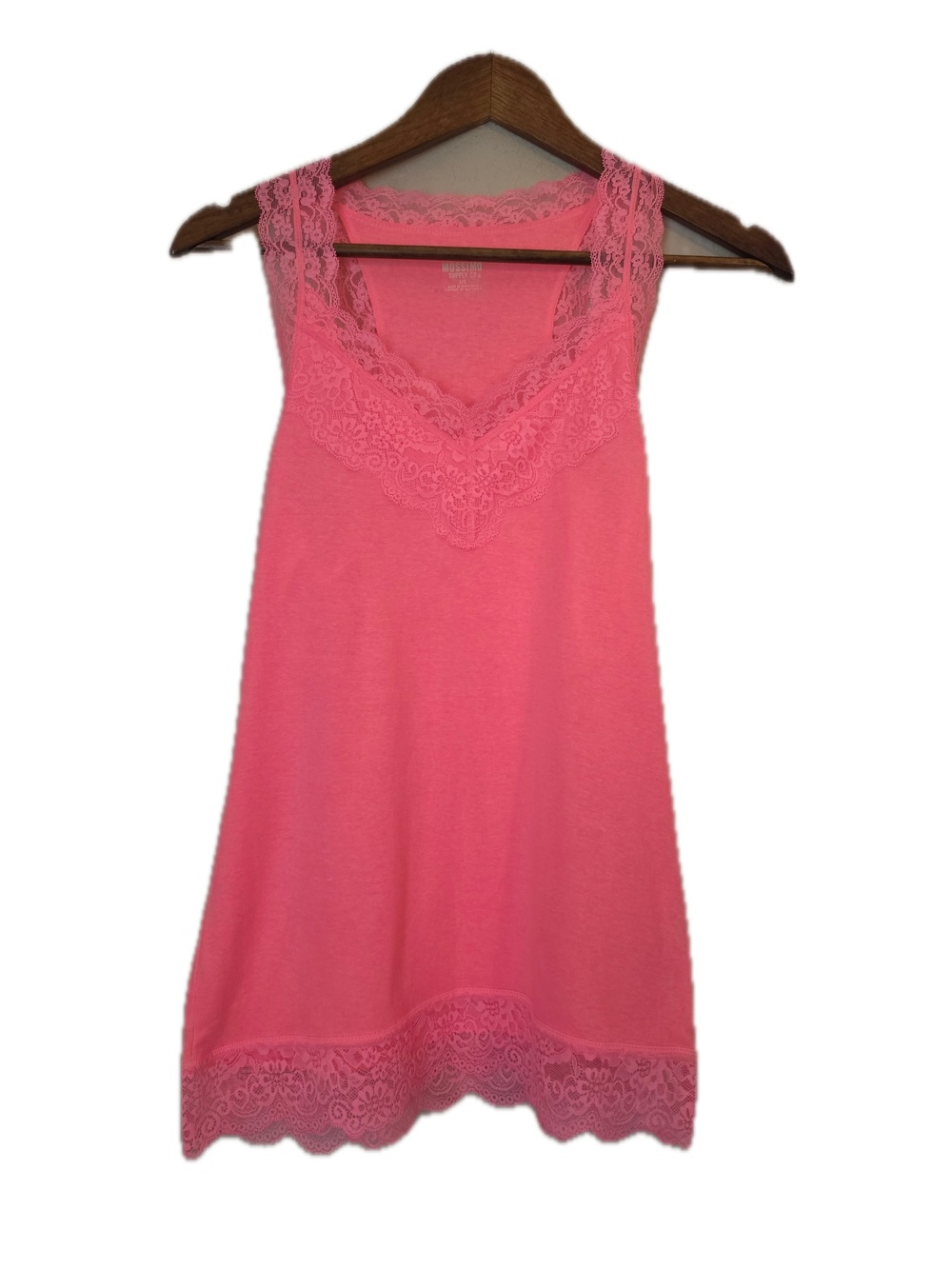 Mossimo Supply Co. Tank Womens L Pink Tunic Sheer Lace Lightweight Cotton Blend